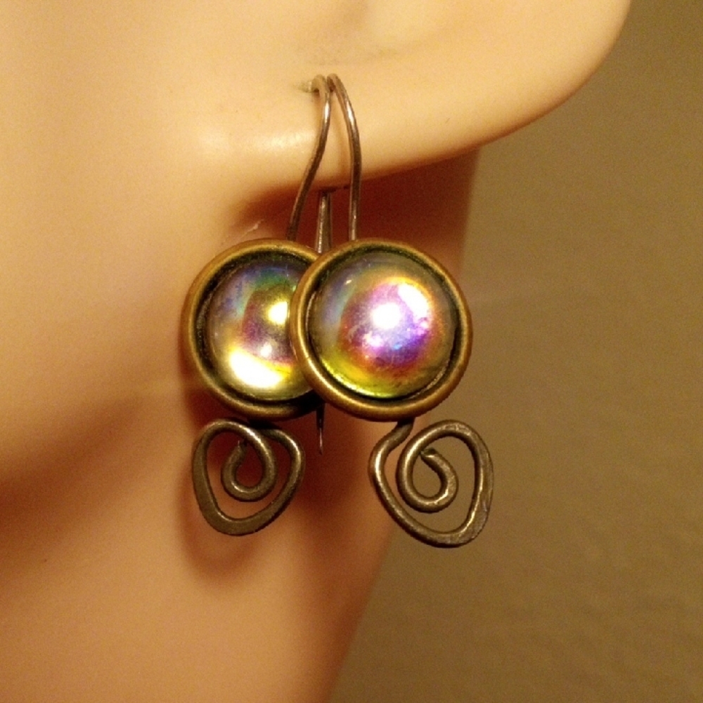 Iridescent‎ Multi-Color Swirl Drop Earrings - Women Jewelry